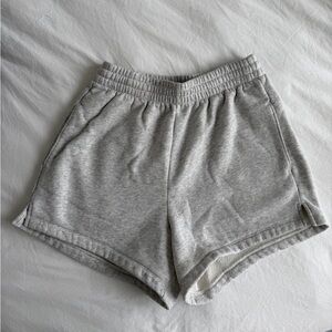 Abercrombie & Fitch Light Gray Mid Rise “Sunday” Elastic-Waist Athletic Shorts